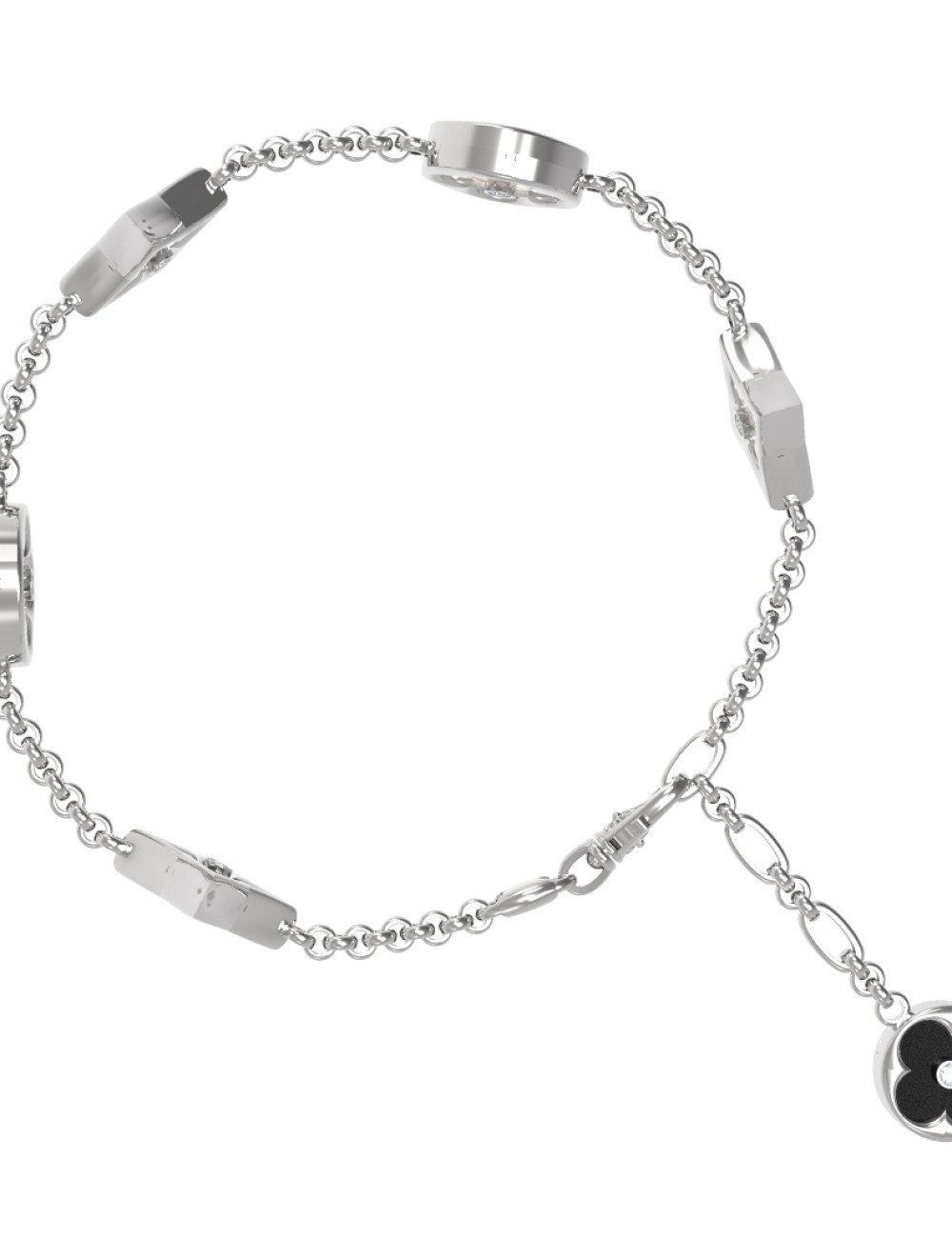 Браслет из белого золота c бриллиантами, ониксом и перламутром