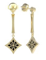 Серьги из лимонного золота c фианитом и ониксом