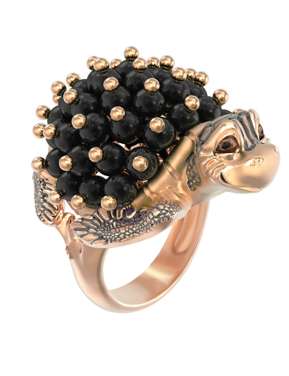 Кольцо из золота c эмалью и ониксом