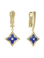 Серьги из лимонного золота c бриллиантами и лазуритом