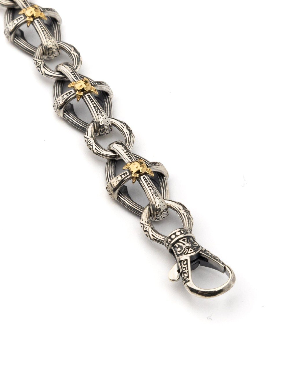 Браслет из серебра и золота c рубином