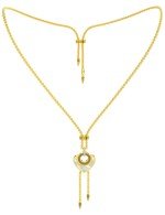 Колье из лимонного золота c фианитом, тигровым глазом и перламутром