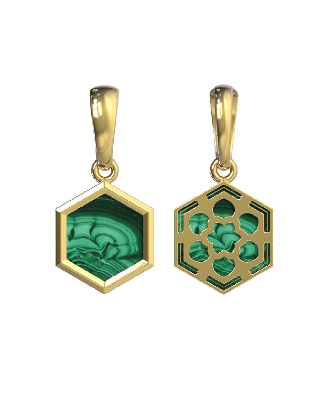 Подвеска из лимонного золота c малахитом