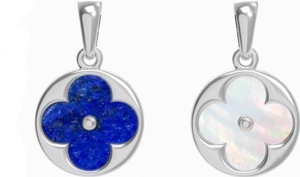 Подвеска из белого золота c лазуритом и перламутром