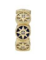 Кольцо из лимонного золота c бриллиантами, лазуритом и перламутром