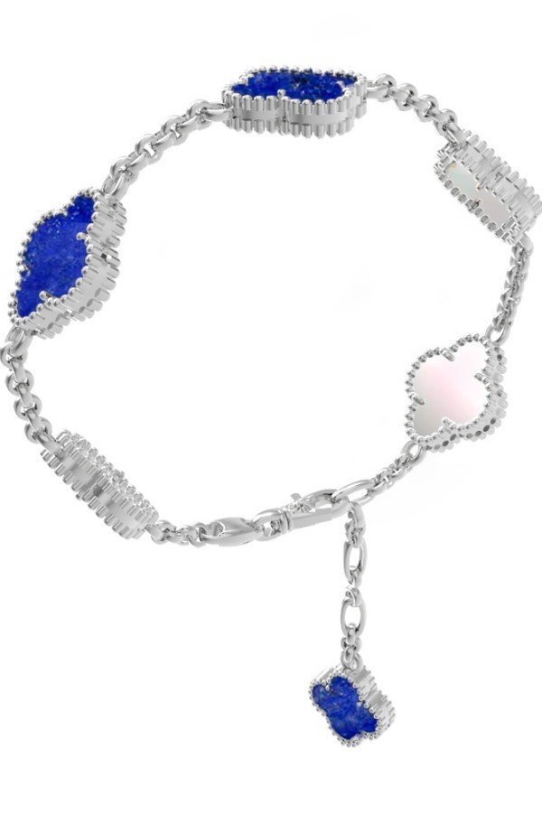 Браслет из белого золота c лазуритом и перламутром