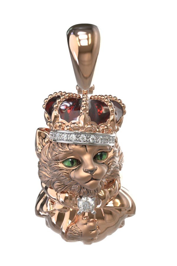 Подвеска из золота c эмалью, бриллиантами и рубином