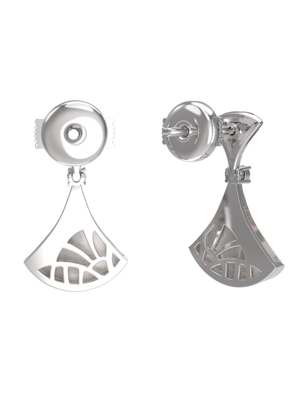 Серьги из белого золота c бриллиантами и перламутром