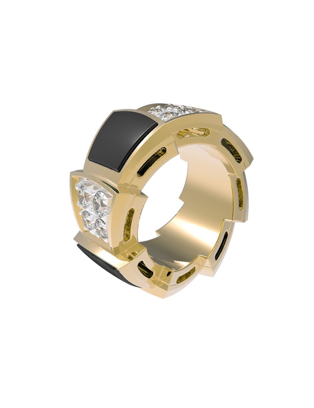 Подвеска из лимонного золота c бриллиантами и ониксом