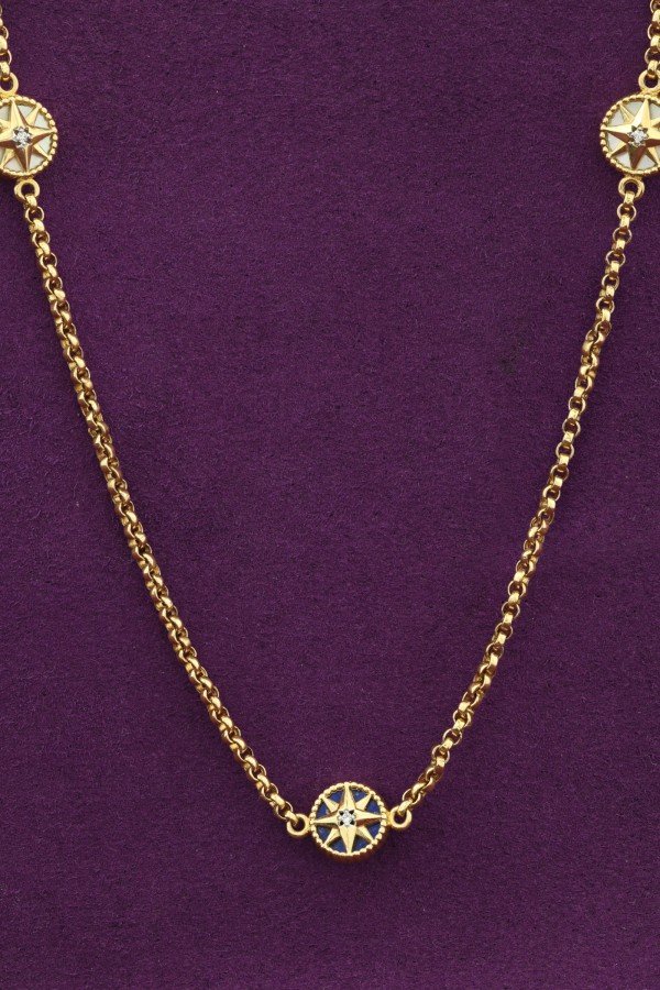 Колье из лимонного золота c бриллиантами, лазуритом и перламутром