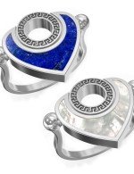 Кольцо из белого золота c лазуритом и перламутром