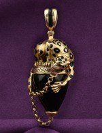 Подвеска из лимонного золота c эмалью и ониксом