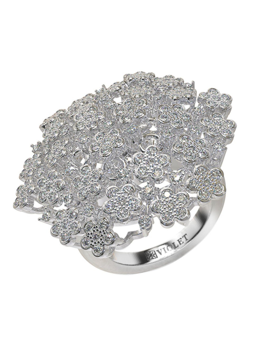 Кольцо из белого золота c бриллиантами