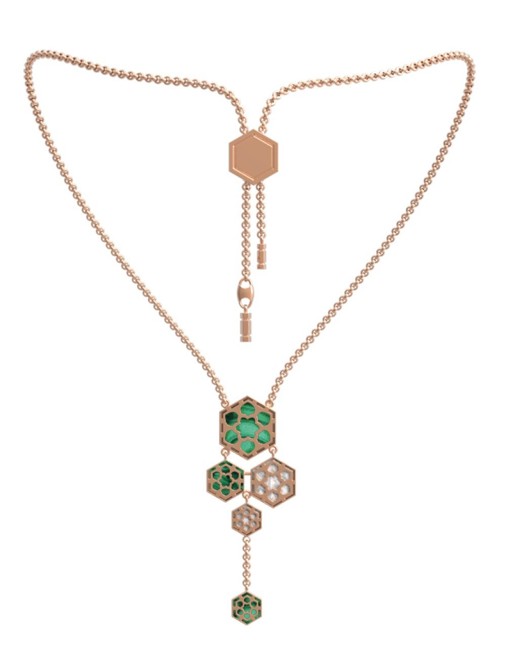 Колье из золота c малахитом и перламутром