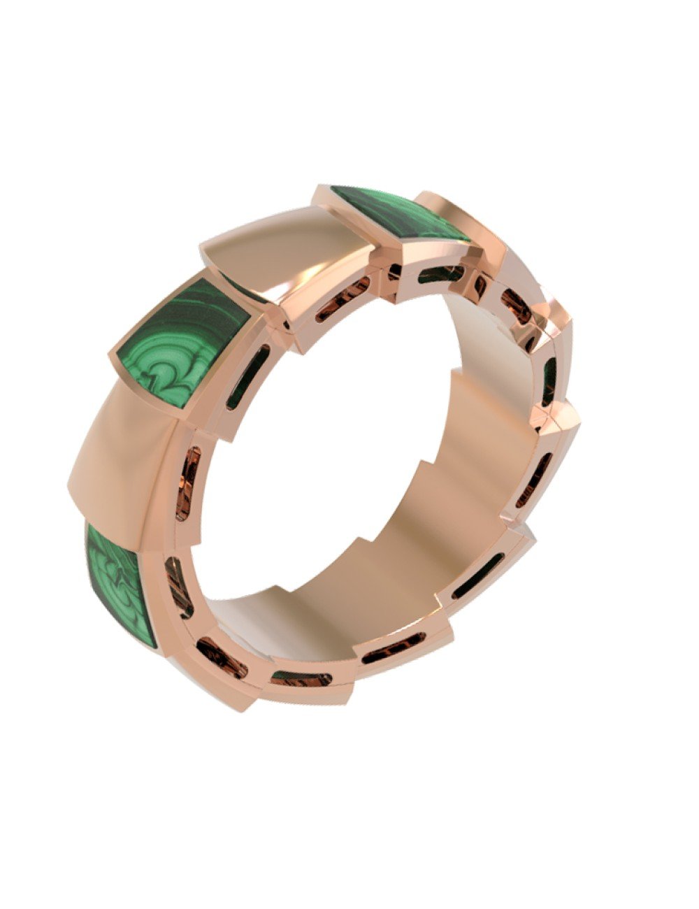 Кольцо из золота c малахитом