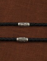 Гайтан из белого золота c кожаным шнурком