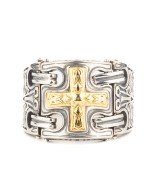 Кольцо из серебра и золота c рубином