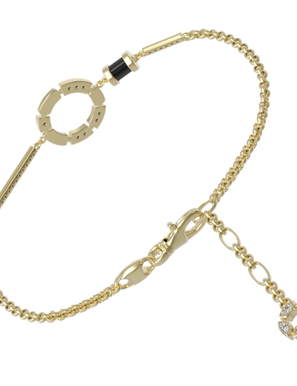 Браслет из лимонного золота c бриллиантами и ониксом