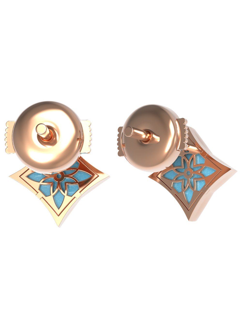 Серьги из золота c бриллиантами и бирюзой