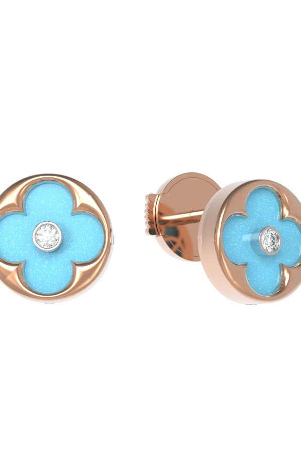 Серьги из золота c бриллиантами и бирюзой