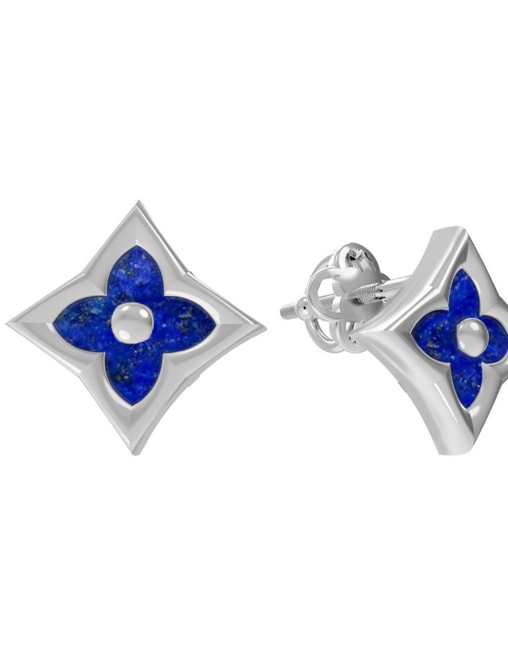 Серьги из белого золота c лазуритом