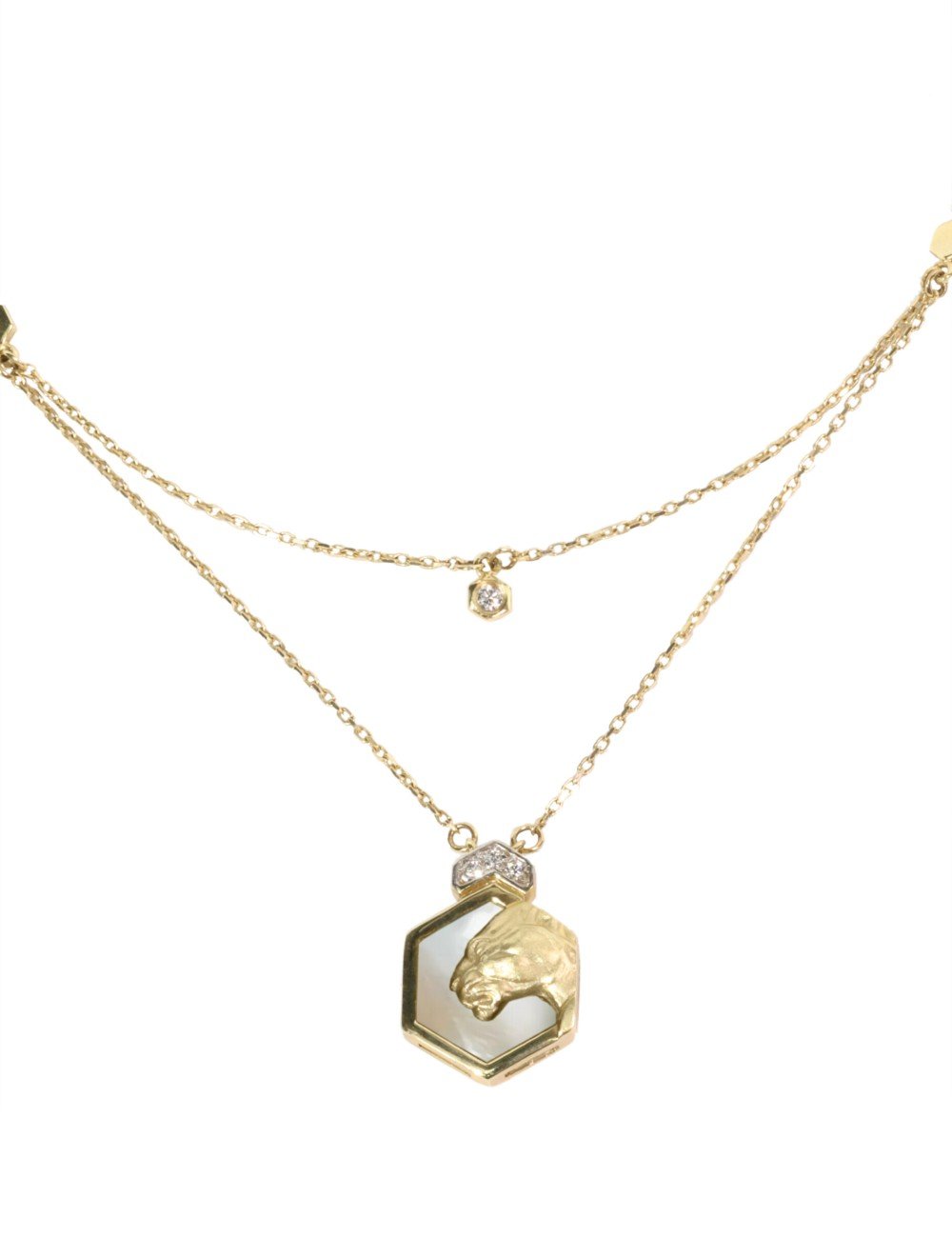 Колье из лимонного золота c бриллиантами и перламутром