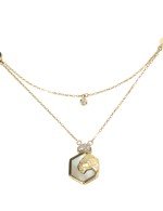 Колье из лимонного золота c бриллиантами и перламутром