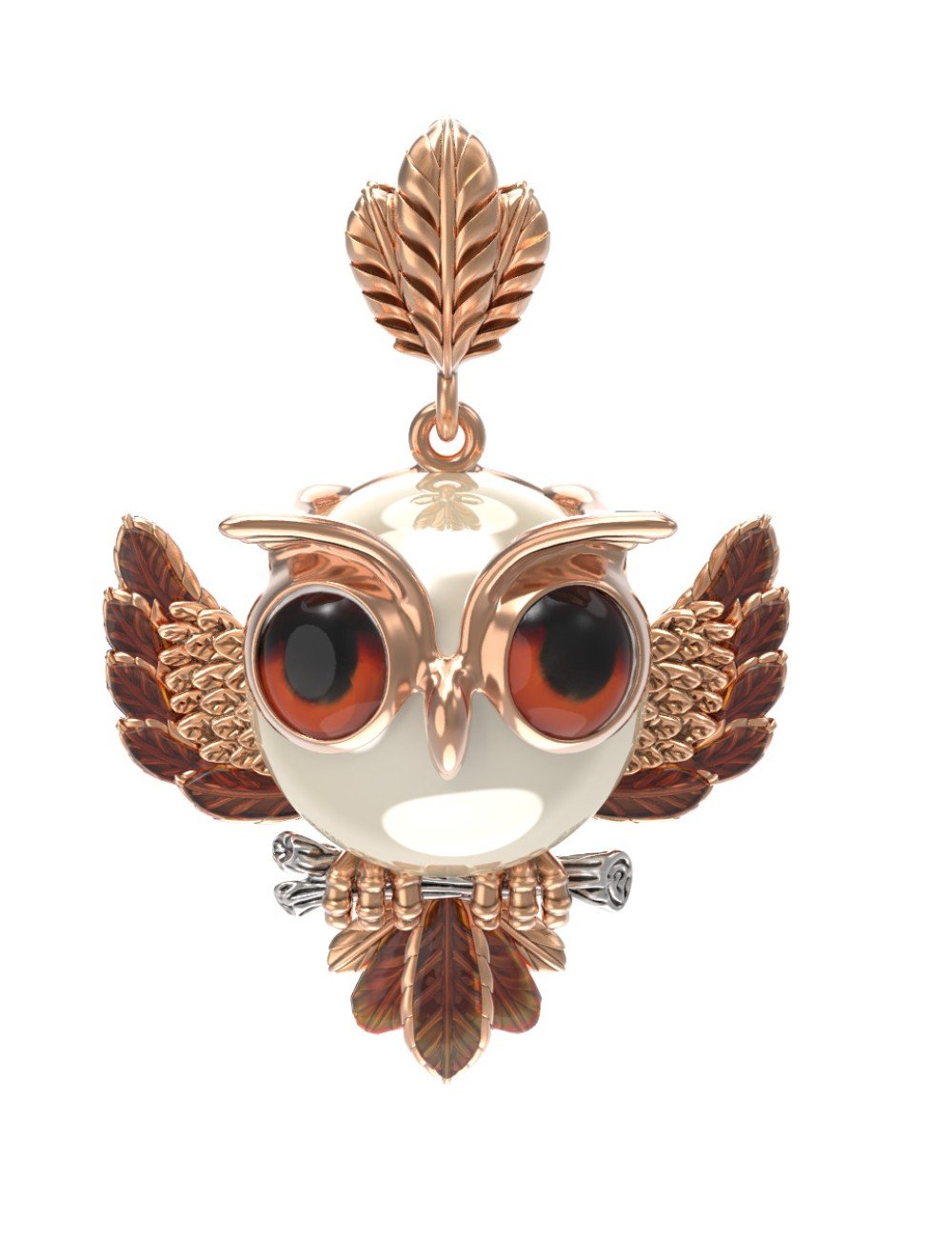 Подвеска из золота c эмалью и жемчугом