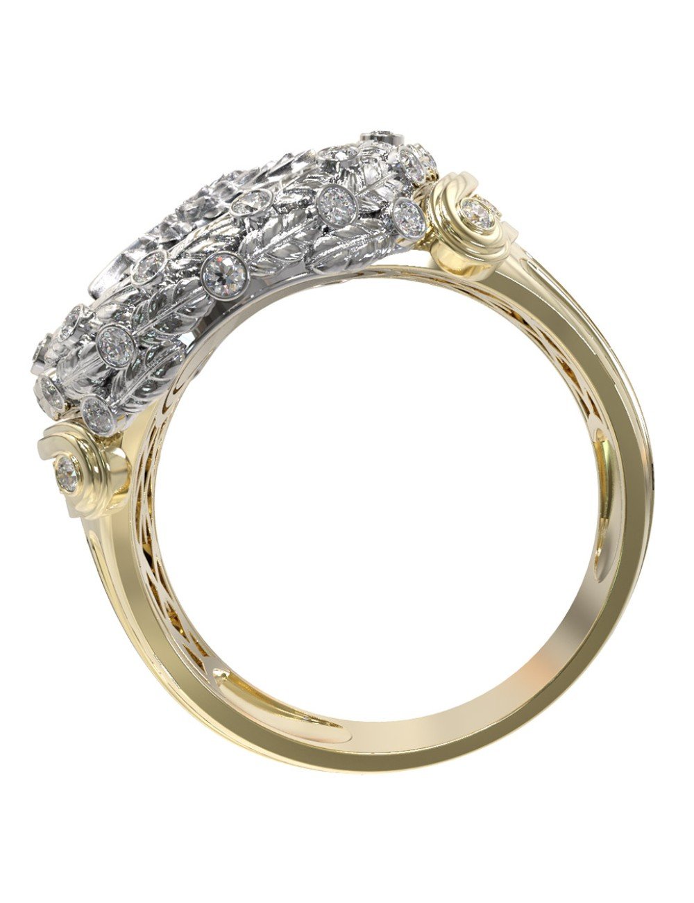 Кольцо из лимонного золота c бриллиантами и ониксом