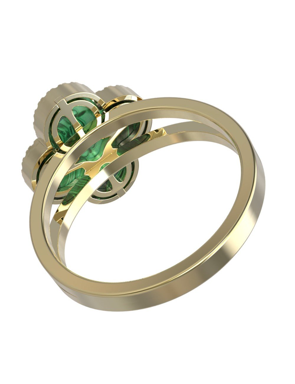 Кольцо из лимонного золота c бриллиантами и малахитом