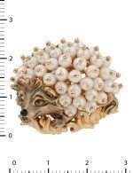 Брошь из золота c эмалью и жемчугом