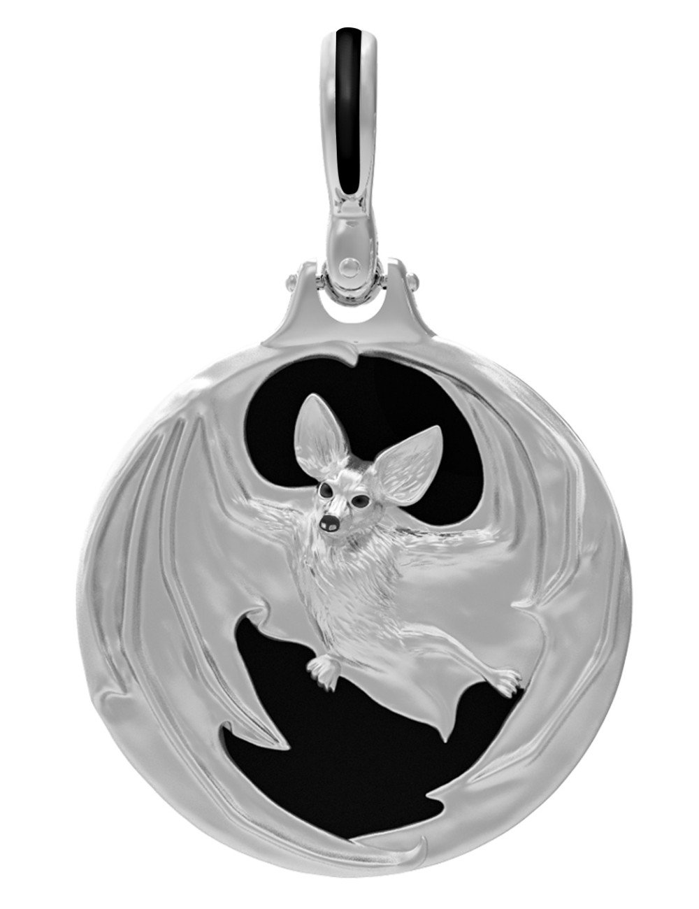 Подвеска из белого золота c эмалью и ониксом