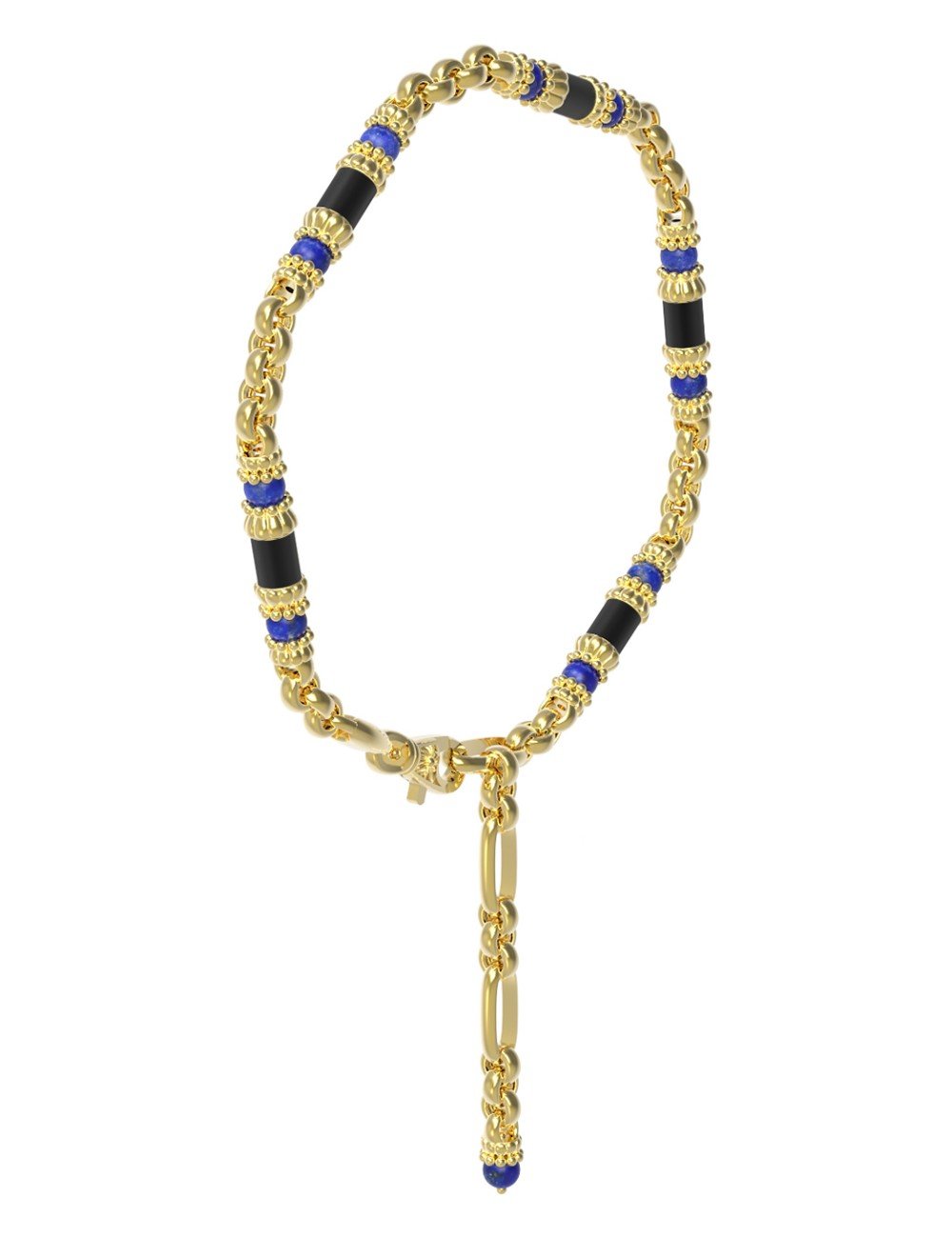 Браслет из лимонного золота c ониксом и лазуритом