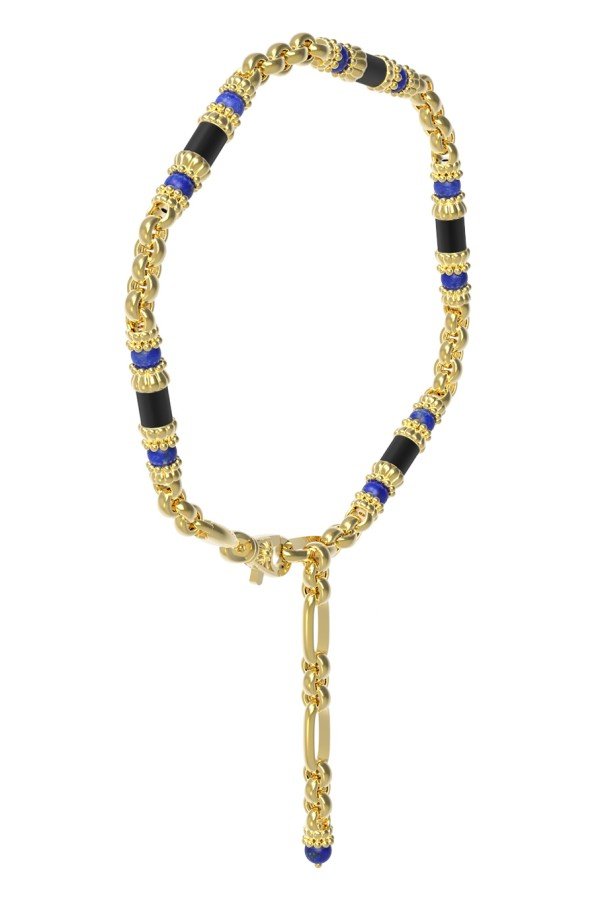 Браслет из лимонного золота c ониксом и лазуритом