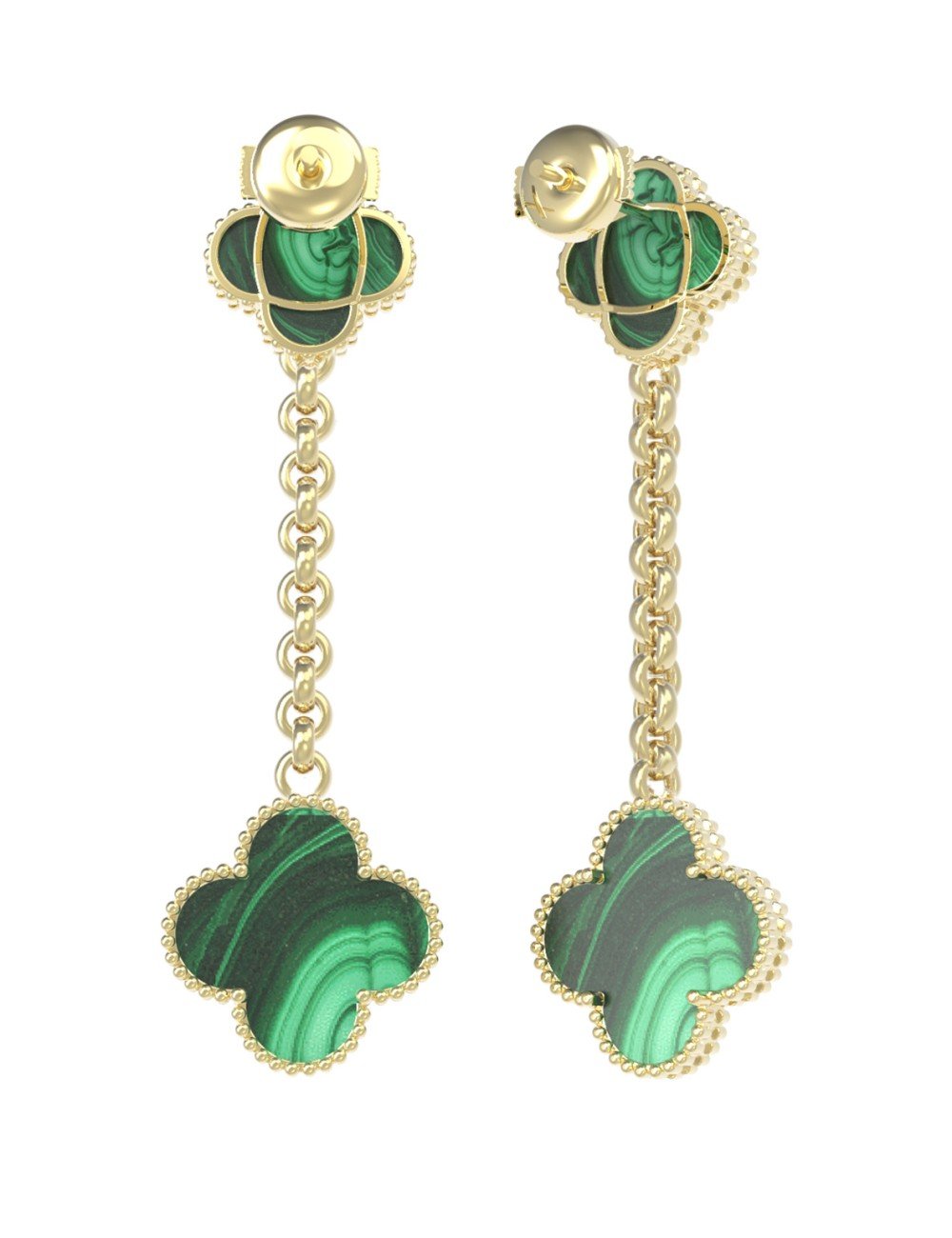 Серьги из лимонного золота c малахитом