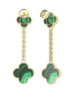 Серьги из лимонного золота c малахитом