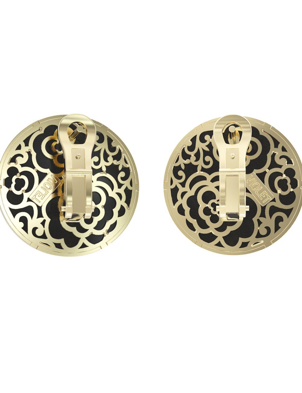 Серьги из лимонного золота c ониксом и перламутром