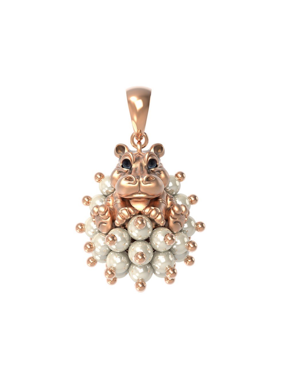 Подвеска из золота c эмалью и жемчугом