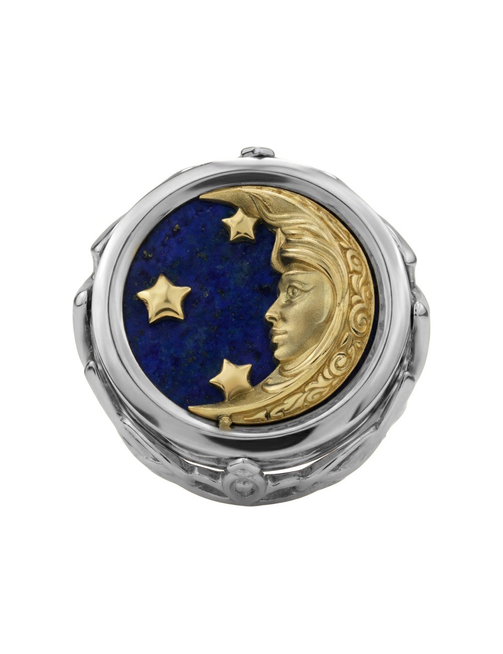 Кольцо из белого золота c бирюзой и лазуритом