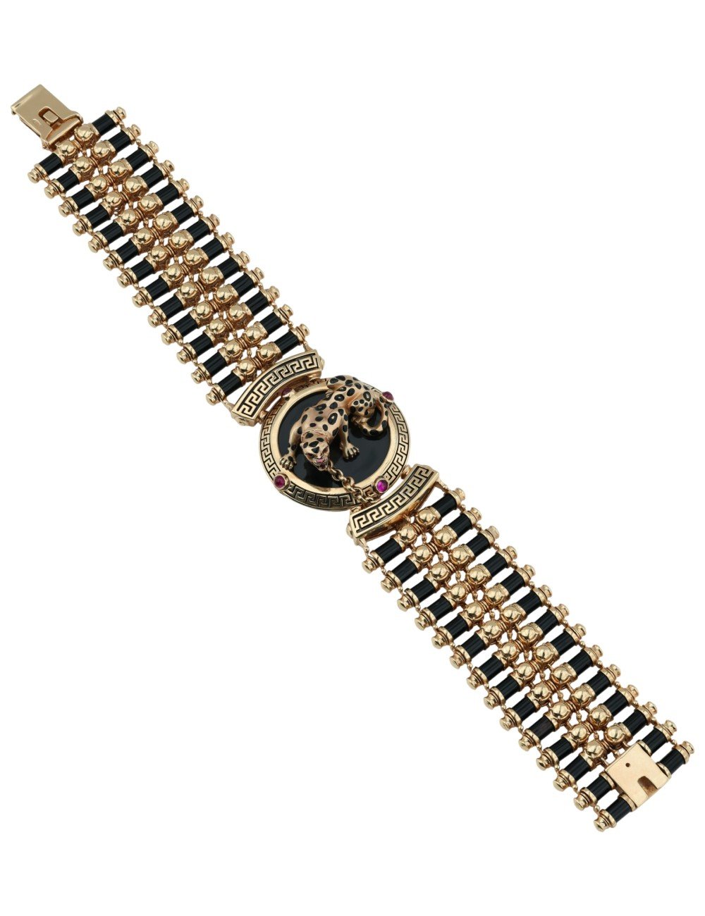 Браслет из золота c эмалью, ониксом и рубином