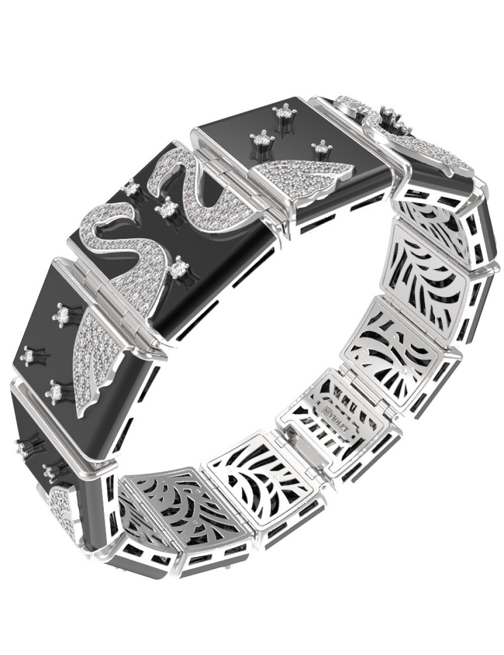 Браслет из белого золота c бриллиантами и ониксом