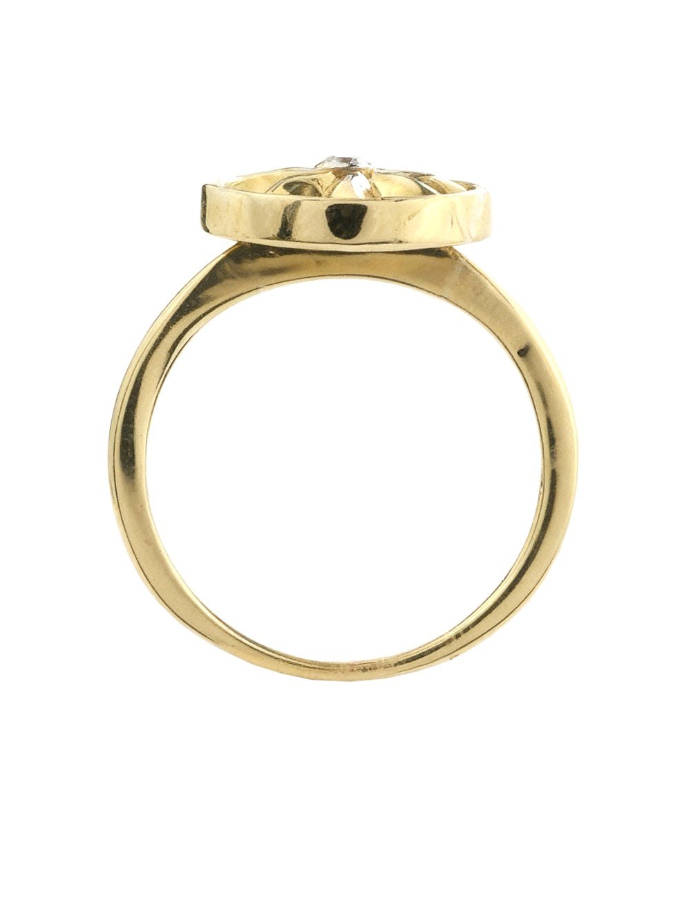 Кольцо из лимонного золота c бриллиантами и перламутром