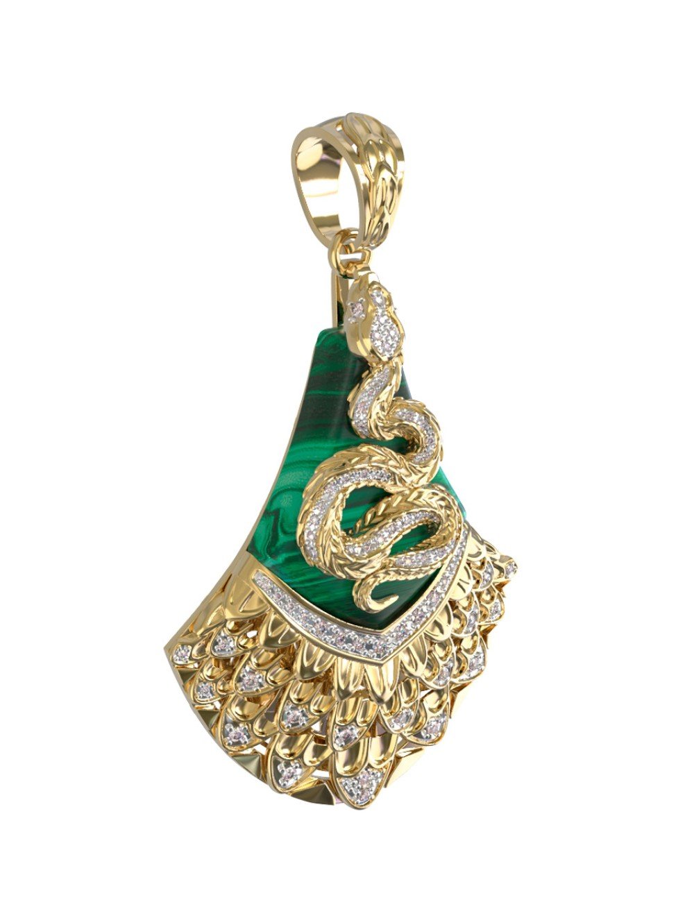 Подвеска из лимонного золота c бриллиантами и малахитом