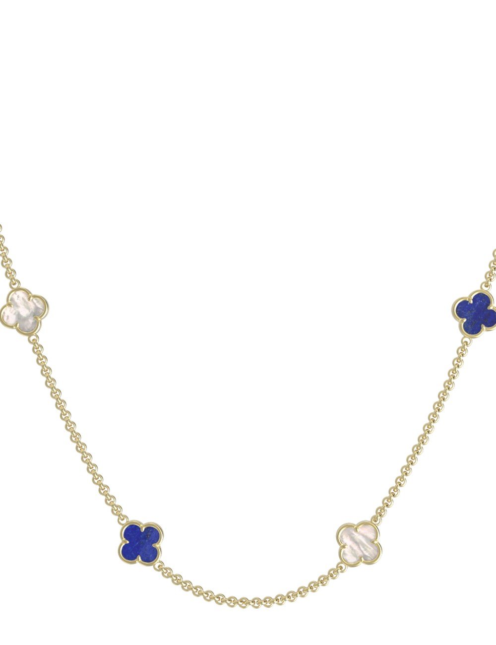Колье из лимонного золота c лазуритом и перламутром