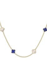 Колье из лимонного золота c лазуритом и перламутром