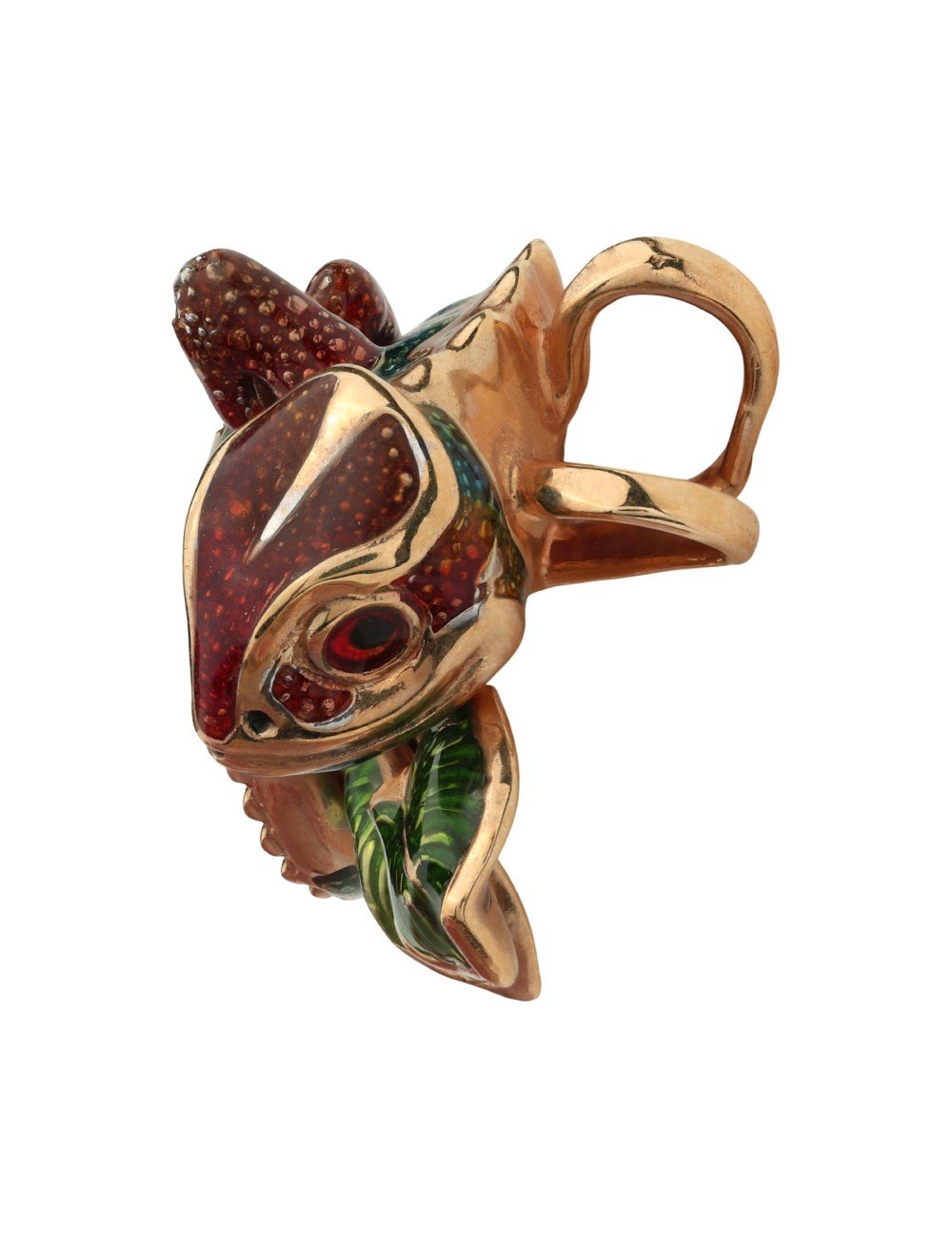 Подвеска из золота c эмалью и гранатом