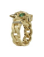 Кольцо из лимонного золота c бриллиантами и изумрудом