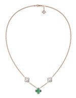 Колье из золота c бриллиантами, малахитом и перламутром