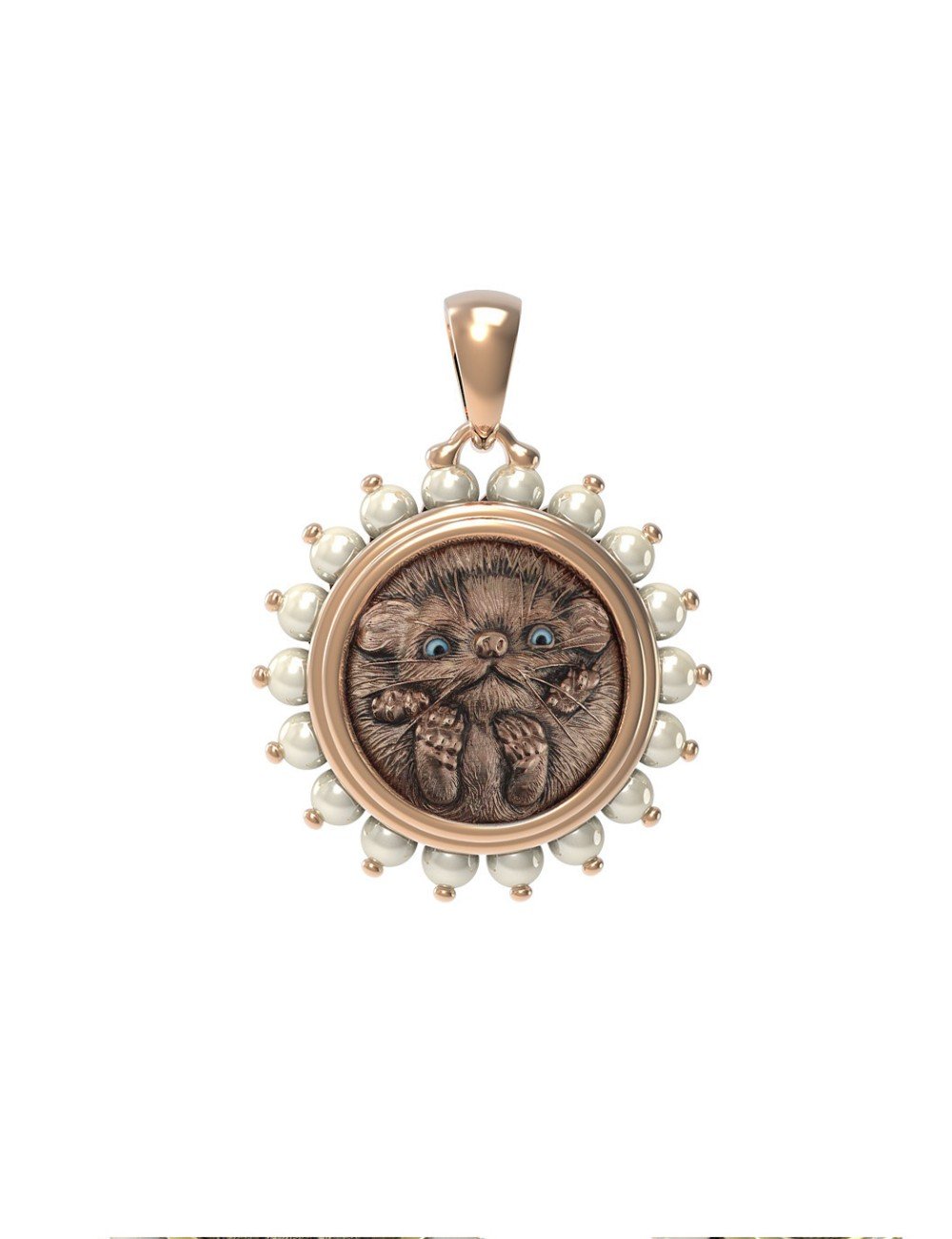 Подвеска из золота c эмалью и жемчугом