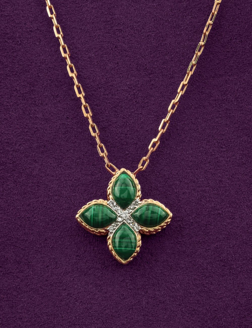 Колье из золота c бриллиантами и малахитом